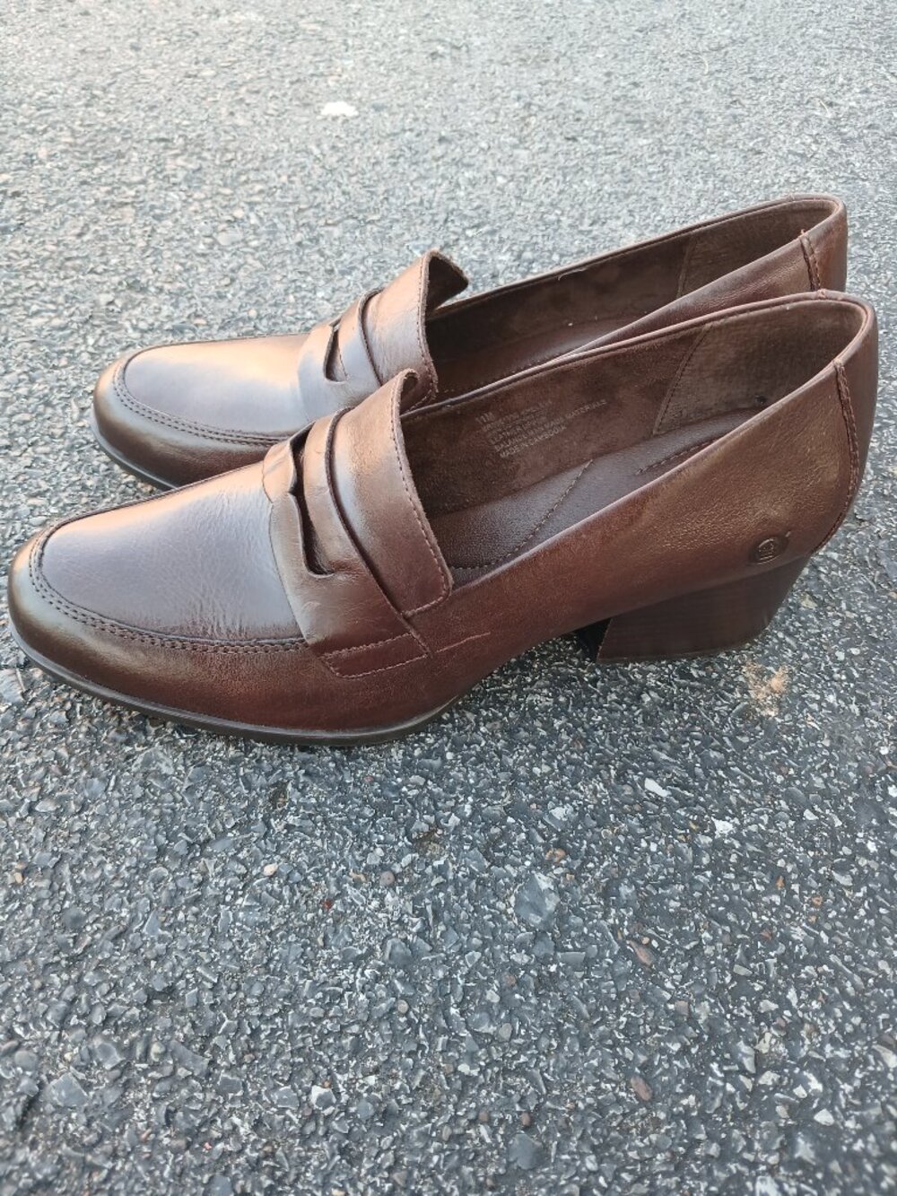 Born Women's Kasi Heeled Penny Loafers Leather Brown Size 11M